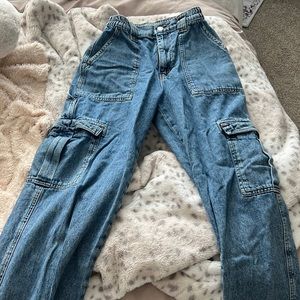 blue denim cargo pants